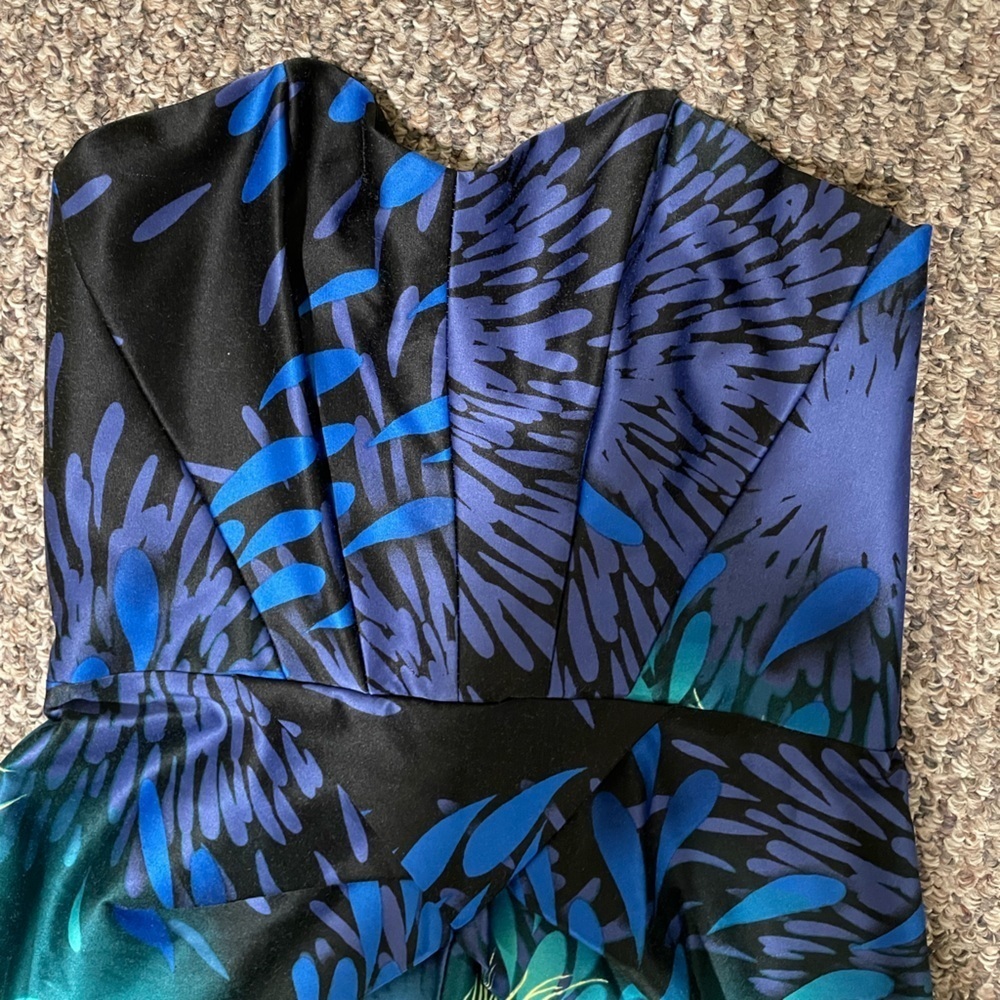 Wishes wishes wishes Chic Peacock Print Mini Dress - Picture 2 of 5
